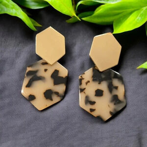 Gold Plated Acrylic Dangle Earrings